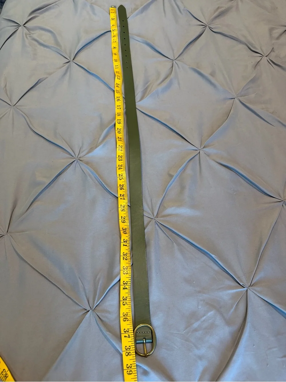 GAP Olive Green Leather Belt with Gold Oval Buckle